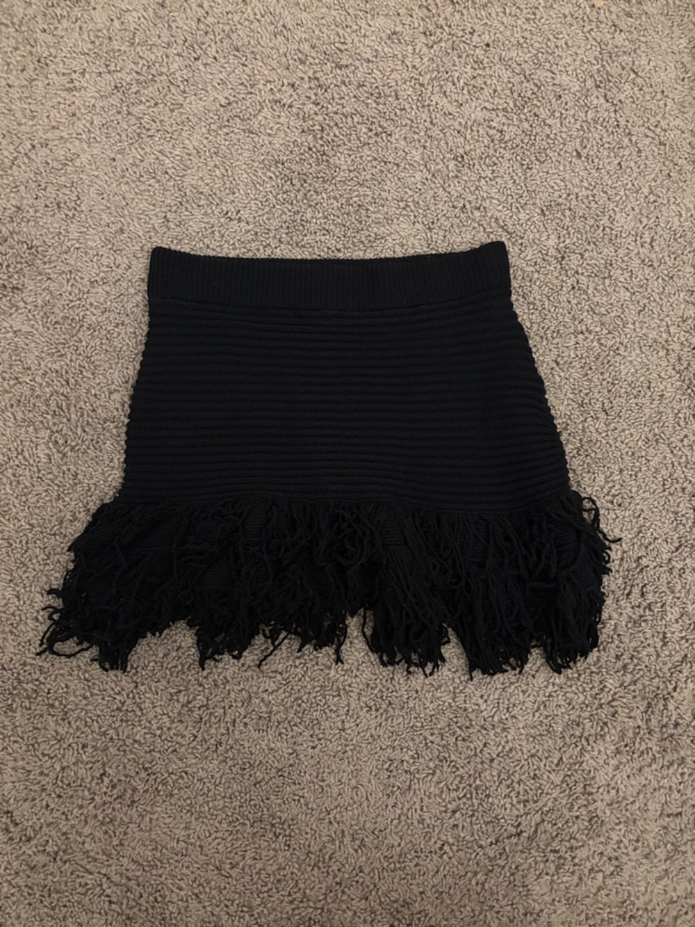 Zara black Knit Fringe Mini Skirt